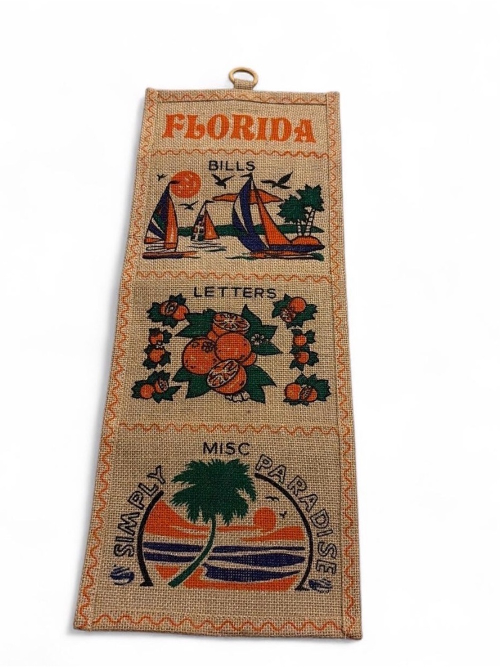 NWOT Florida Hanging Organizer with Sailboat & Orange Graphics NWOT